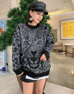 Suéter Estampa de Leopardo Cod 10084 - loja online