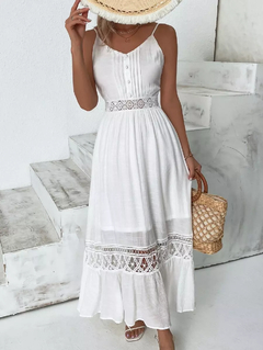 Vestido Longo Branco Com Renda DL 181