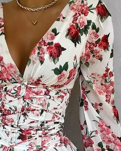 Vestido Floral Curto Manga Longa Cod 060 - comprar online