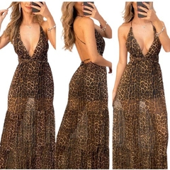 Vestido Estampa de Onça Frente Única cod 9003