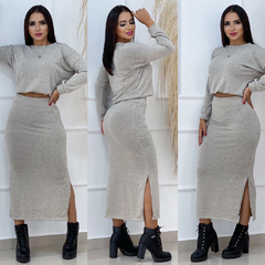 Conjunto Cropped e Saia Midi DL 4024