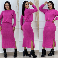Conjunto Cropped e Saia Midi DL 4024 - loja online