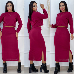Conjunto Cropped e Saia Midi DL 4024 - Dally Modas