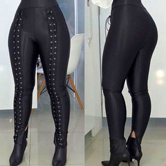 Calça Ilhós Couro Fake Cirre Skinny cod 7021