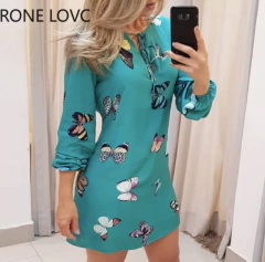 Vestido Estampa de Borboletas Cod 2713 na internet