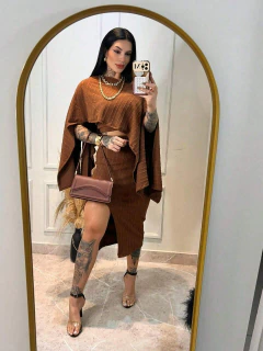 Conjunto 3 Peças Capa + Top + Saia Midi DL 9805