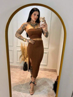 Conjunto 3 Peças Capa + Top + Saia Midi DL 9805 na internet