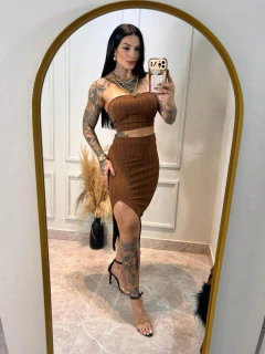 Imagem do Conjunto 3 Peças Capa + Top + Saia Midi DL 9805
