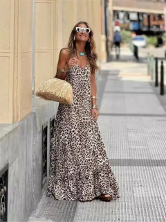 Vestido Longo Estampa Animal Print DL 7049