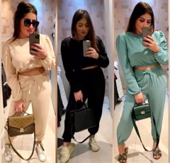 Conjunto cropped manga longa e calça jogger cod 0926 - comprar online