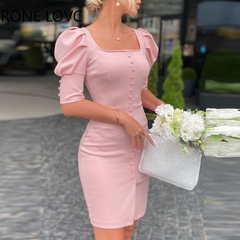 Vestido Curto Rosa Com Botões cod 0255 - comprar online