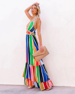 Imagem do Vestido Longo Listras coloridas cod 0282