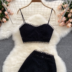 Conjunto Cropped e Saia cod 0239