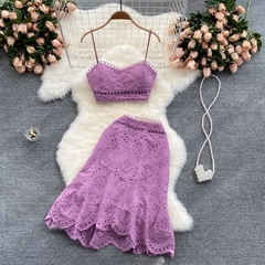 Conjunto Cropped e Saia cod 0239