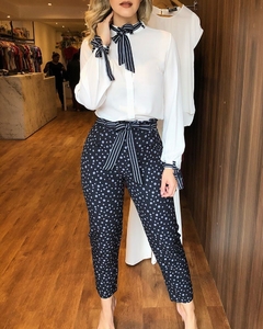 Conjunto calça + blusa manga longa poá cod 2722