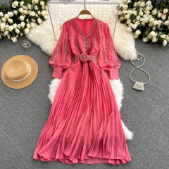 Vestido Plissado Com Cinto cod 0090 - Dally Modas