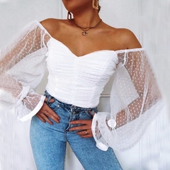 Blusinha Cropped de Renda Poá cod 2640