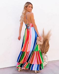 Vestido Longo Listras coloridas cod 0282 - Dally Modas