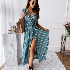 Vestido Longo Poá Cod 2412 - Dally Modas