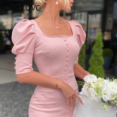 Vestido Curto Rosa Com Botões cod 0255