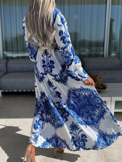 Vestido Manga Longa Estampado cod 7018 - loja online