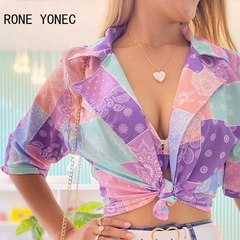 Conjunto Top Cropped e Casaquinho cod 1284 - Dally Modas