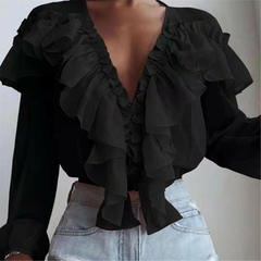 Camisa Blusa Social Elegante Babado DL 744 - comprar online