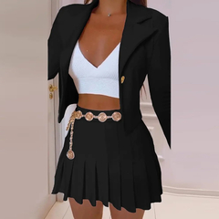 Conjunto Feminino Casaco e Saia Plissada cod 1131 - Dally Modas