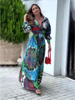 Vestido Longo Estampado DL 9402 - Dally Modas