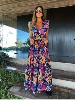 Vestido Longo Estampa Floral DC 2711 - Dally Modas
