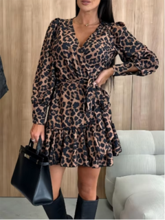 Vestido Curto Estampa Animal Print DL 9534