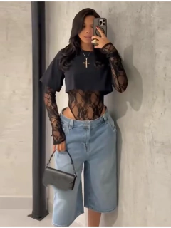 Conjunto Body de renda e Camisa Cod 89