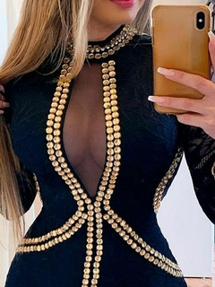 Vestido Curto Preto Decote DL 1041 na internet