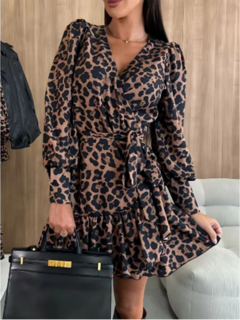 Vestido Curto Estampa Animal Print DL 9534 - Dally Modas