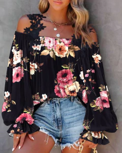 Blusa Manga Longa Floral DL 724 - comprar online