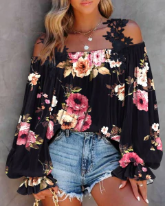 Blusa Manga Longa Floral DL 724