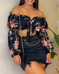 Conjunto Top Cropped e Saia cod 1042 - comprar online
