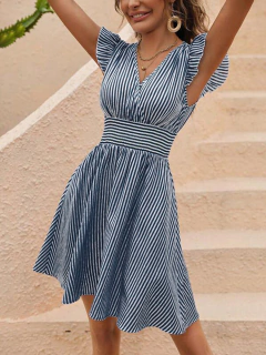 Vestido Curto Listrado DL 7009 - loja online