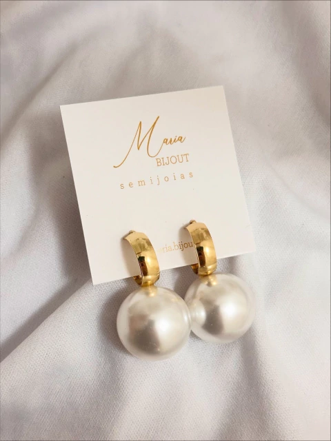 Brinco argola pérola única Banho Ouro 18K - comprar online