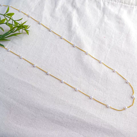 Colar longo pérolas Banho Ouro 18K