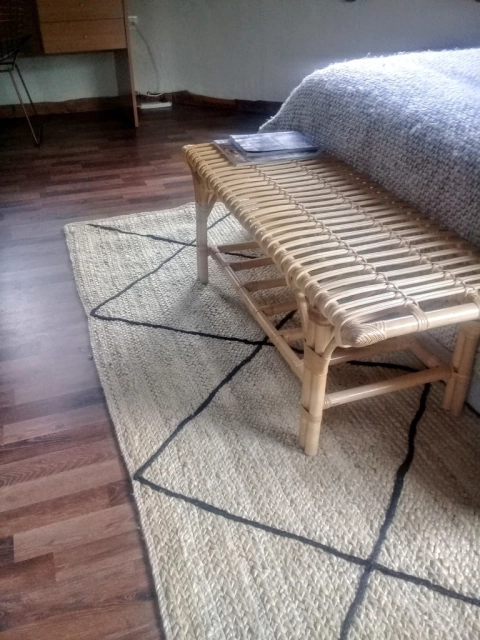 Alfombra de yute blanco rombos