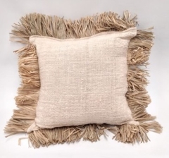 Funda de almohadon algodon y raffia - comprar online