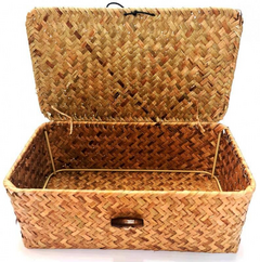 Caja de rattan natural con tapa - XS S M L y XL - La Fabricana