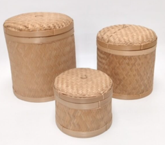 Cesto de bamboo con tapa - S M y L en internet