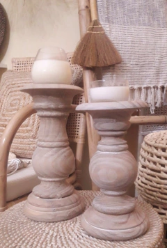 Candelabro de madera maciza - Tamaños Alto y bajo - La Fabricana