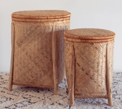 Canasto con tapa de bamboo
