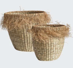Canasto de seagrass con flecos sin asa - M y L - La Fabricana