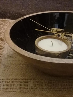 Cuenco de madera con interior negro - 30 x 7 cm