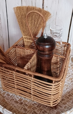 Cubiertero / organizador de rattan cuadrado blanco - (copia) - comprar online