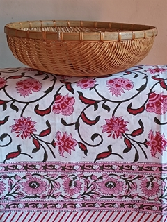 Mantel Block Print - Flores rosas - comprar online